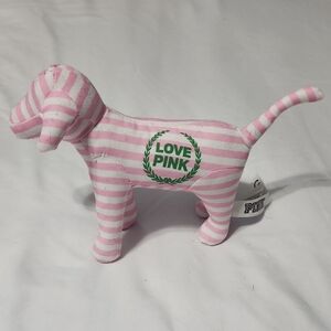PINK Victoria's Secret Pink and White Striped Dog Toy